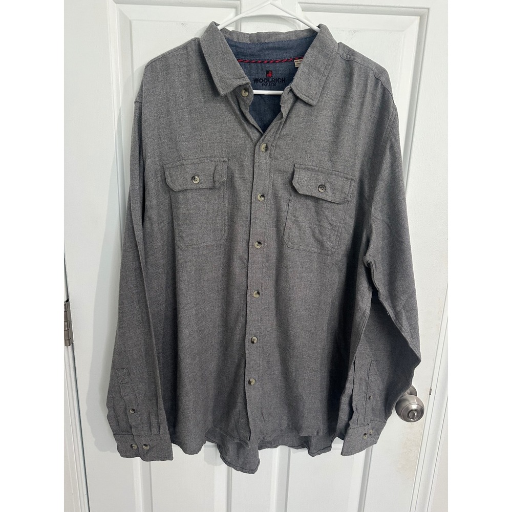 Woolrich Mens XXL Gray Long‎ Sleeve Button Up Shirt Outdoor Relaxed Fit